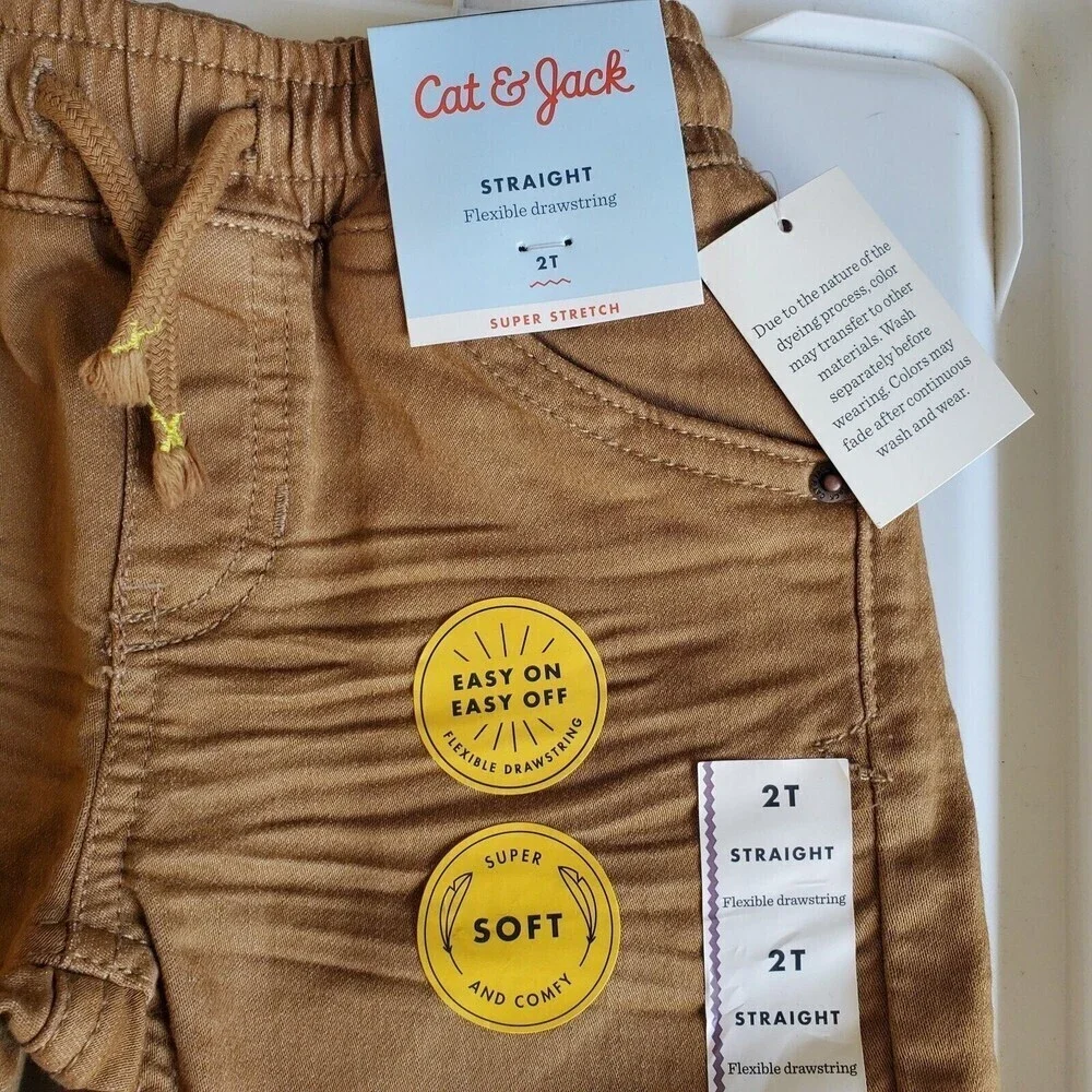 Cat & Jack Pants Boy's Girl's Size 2T Straight School Approved Khaki Pants New